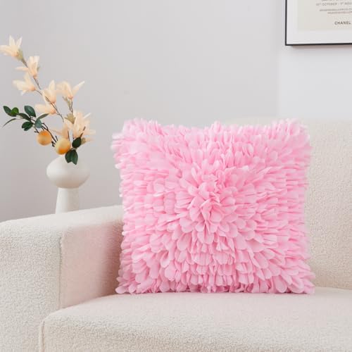 Fancy Handmade Decorative Floral Cushion Cover, 3D Fluffy Chiffon...