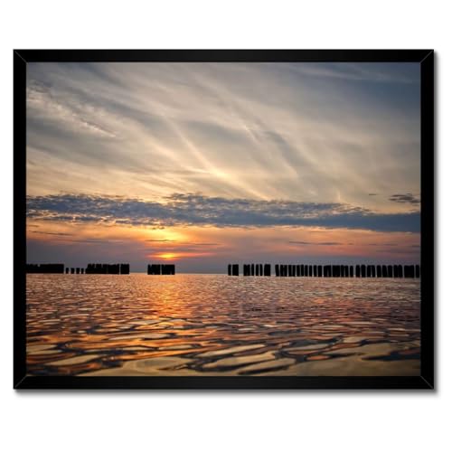 Poster mer Baltique cadre blanc 50x40 cm tableau paysage marin H1949M