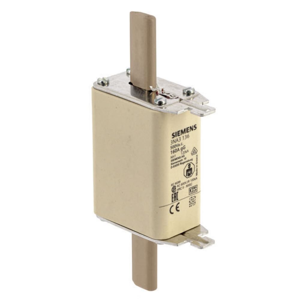 Siemens NH-Sicherungseinsatz NH1 – 160 A, gG, 500 V AC / 440 V DC, Messerkontakte, Stirnkennmelder, Montage mit Grifflaschen