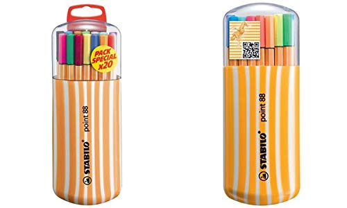 STABILO Fineliner point 88, 20 Zebrui Neon, vous recevrez 1 paquet, contenu de la livraison : lot de 20