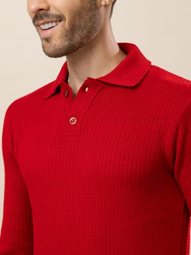 Image of TYSORT Men's Knitted Polo Sweater Casual Full Sleeve Pullover Sweater with Button Collar