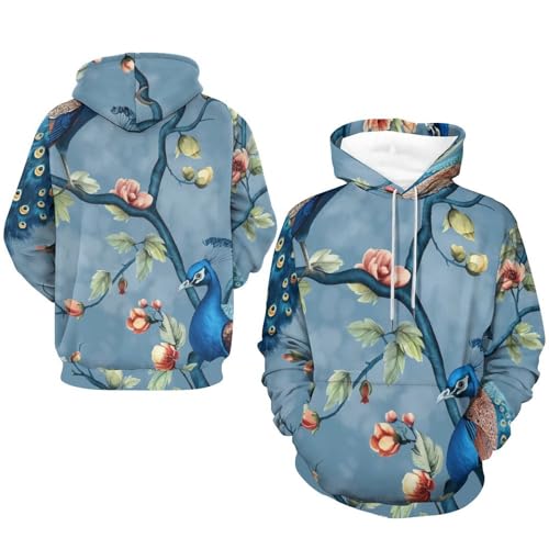Sweat à Capuche Fleur de Paon Hoodie Chaud contre le Froid Actif - 7