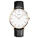 Men's Leather Dress Wrist Watch Black Band Casual Analog Watches Classic Quartz Business Wristwatch with Stainless Steel Thin Case