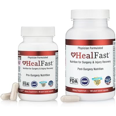 HealFast Complete Surgery & Injury Recovery Supplement: for Wound, Scar Treatment & Bruising w/Vitamins, Bromelain, Quercetin & Probiotics (Pre+Post Op)
