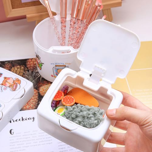 Image of Desktop Storage Box Small Jewelry Case with Press Pop-up Lid Student Stationery Organizer and Diy Craft Storage Compact 5.5X3.8X1.2 Inches Plastic Container for Home and Office