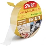SWRT Double Sided Fabric Tape 1' x 33FT – Heavy Duty, Clear, No Residue,...