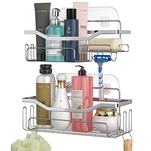 Garneck Badezimmerregal 2 Stück - Klebend Ohne Bohren, Duschregal Aus Kunststoff