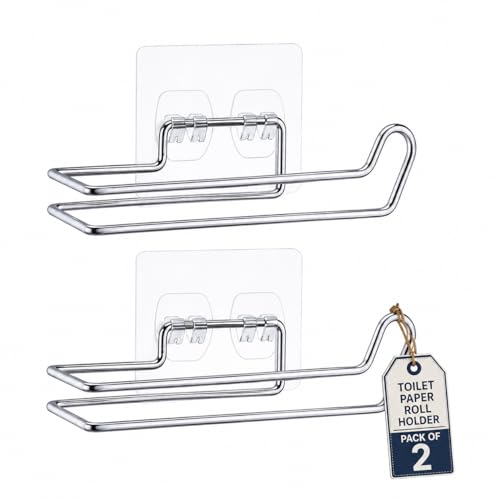 Image of Toilet Paper Roll Holder for Bathroom Tissue Paper Holder Toilet Tissue Rolls Holder Self Adhesive Toilet Paper Roll Holder Bathroom Tissue Roll Holder for Bathroom(Pack of 2)