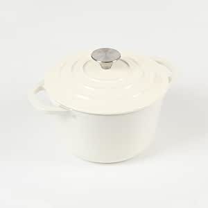 HAWOK Enameled Cast Iron Mini Dutch Oven Set - 0.5QT Oyster White Cocotte With Bamboo Tray (2-Piece) - View #9