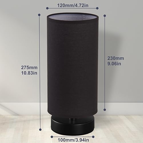 Image of lifeholder Table Lamp, Bedside Nightstand Lamp, Simple Desk Lamp, Cylinder Table Lamp for Bedroom Living Room Office Study, Black Shade and Base (Black)