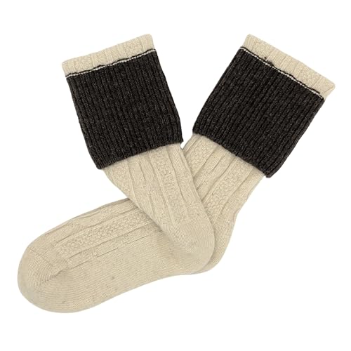 Image of 92% Merino Wool Socks Natural Crew Thick Home Travel Cozy Super- Soft Sock Made in Mongolia