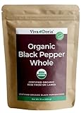 Viva Doria Organic Ceylon Whole Black Pepper, Black Peppercorns, 16 oz (1 lb) For Grinder Refills