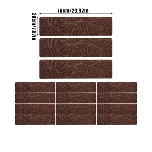 Alfombrillas para escaleras de interior marrón 76x20cm con protector de borde 6