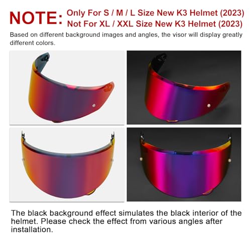 Image of PSLER Helmet Visor for K3 DOT(E2206),Only for S /M /L Size,Deep Purplish Red