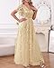 Gold Dress Champagne Mother of Bride Formal Wedding Guest Long Bridesmaid Prom Evening Gown Gala Tulle Dress with Sleeve