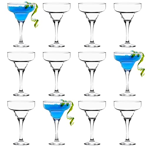 LAV Misket Margarita Glasses - Pack of 12-300ml - Clear Espresso Martini Champagne Glasses Cocktail Gin Wine Celebration Drinking Party Stemmed Coupe Glass Set