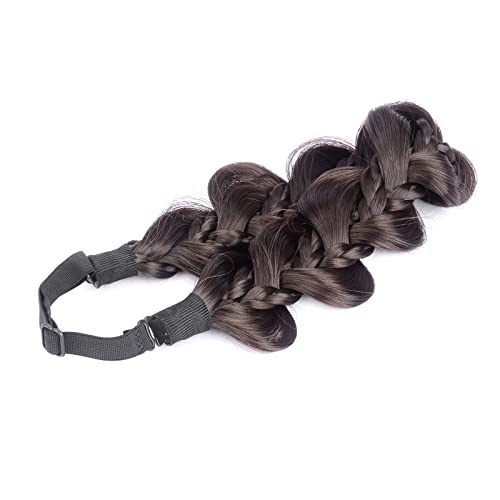 BOBIYA Kinky Gourd Synthetic Hair Braided Headband Wide Plaited Elastic Stretch Plait Hair Headband (Brunette Brown) - Image 2
