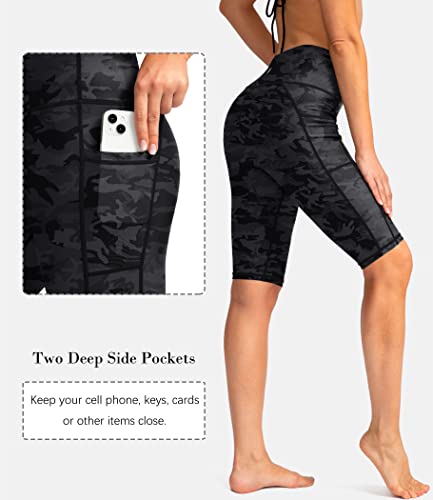 Image of SANTINY Women's High Waisted Swim Shorts with Pockets UPF50+ Long Board Swimming Shorts for Women with Liner