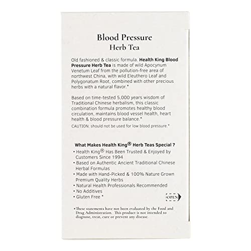 Health King Blood Pressure Herb Tea, Teabags, 20 Count Box #TOP3