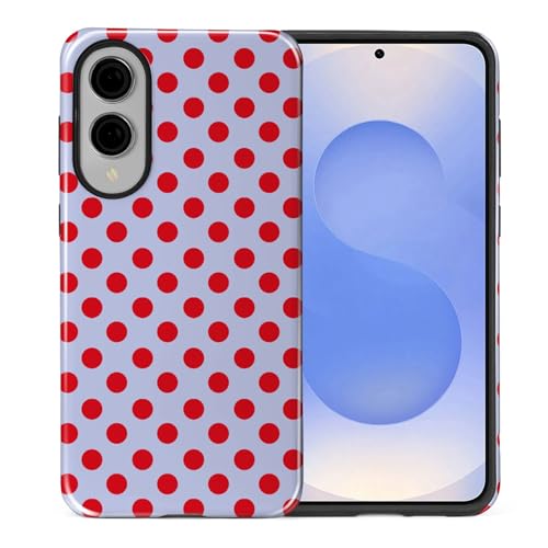 ZHEGAILIAN Case for Samsung Galaxy S25 Edge,Shockproof Hard Shell + Soft Silicone 2 in 1 Hybrid,Shockproof Bumper Drop Protective - Lavender Red Polka Dots