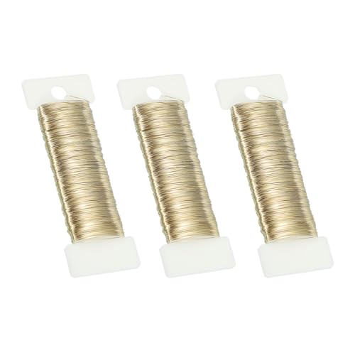 PATIKIL 26 Gauge Floral Flexible Paddle Wire, 38 Yard (115 Feet) Florist Wreath Wire for Crafts Flower Arrangement, Gold