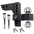 Jack Boss Adjustable Trailer Hitch, 8 Inch Drop and Rise, Fits 2 Inch & 2.3 Inch Balls Receiver, 10000 LBs GTW Aluminum Tow Hitch Ball Mount, Suitable for Most Trailers RVs Automotive
