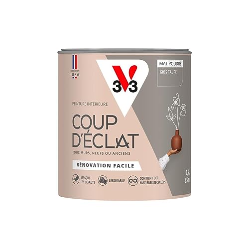 V33 Peinture murale intérieure Coup d'Éclat® Gris taupe Mat Poudré 0,5L