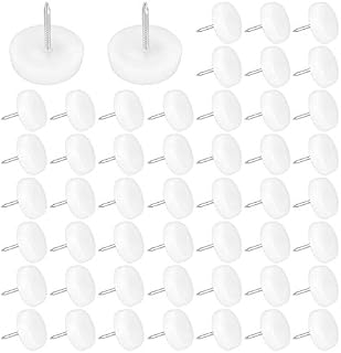 XAVSWRDE 50 PCS Furniture Pads Nails 19mm Dia Chair Leg Protectors Glides Plastic Furniture Feet for Indoor & Outdoor Use, 5mm Thick Floor Protector Pads Nail in Sliders for Chairs Sofa Table, White