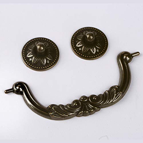 Mudujia 10-Pack 5" Vintage Dresser Drawer Pull Handles Antique Bronze Rustic Kitchen Cabinet Handle Pull Drop Bail Decorative 5 Inch Center Hole Spacing128Mm (10, 5" Hole Spacing) #TOP3