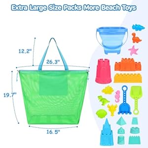Beach Toy Bag - Extra Large Mesh Beach Bag Tote for Sand Toy with Drawstring Beach Toy Bag Extra Large Mesh Beach Bag Tote for Sand Toy with Drawstring