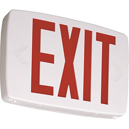 Image of Lithonia Lighting Quantum LED Emergency Exit Sign, Thermoplastic Exit Only Sign with Stencil-Faced White Housing and Red Letters (LQM S W 3 R 120 /277 M6)