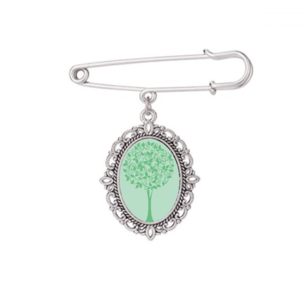 Broche verte ronde arbre fleur accessoire clips pour châle et robe - 5