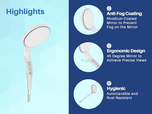 ARTMAN INSTRUMENTS Double Sided Cone Socket Dental Mouth Mirror Front Surface Pack of 7 Stainless Steel Autoclavable Dental Mirrors
