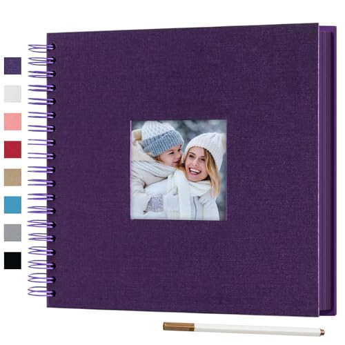 10 x 10 Inch DIY Scrapbook Photo Album with Window 80 Pages,Purple