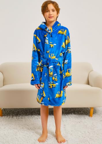 Boys Girls Robe Soft Fleece Hooded Bathrobe for Kids3