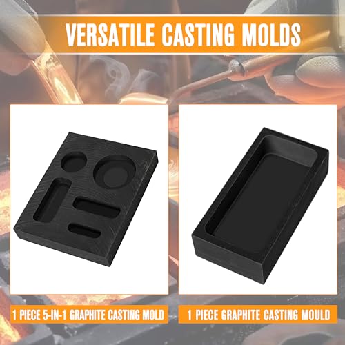 8 Pcs Crucible kit, Graphite Torch Melting Casting Kit- Gold Melting Kit- Metal Melting Kit