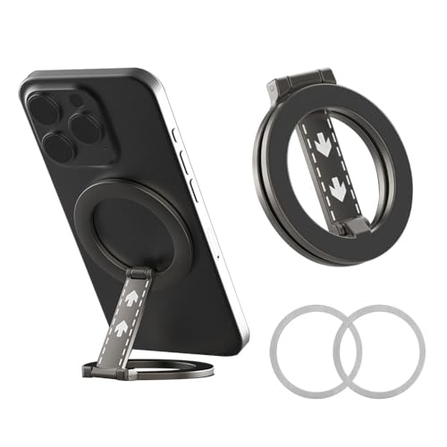 XFSRG Anneau Telephone Portable Magnétique Double Face Pliage en Z Réglage Support Telephone Multi Angles Compact et Portable pour Cuisine Fitness Navigation Automobile