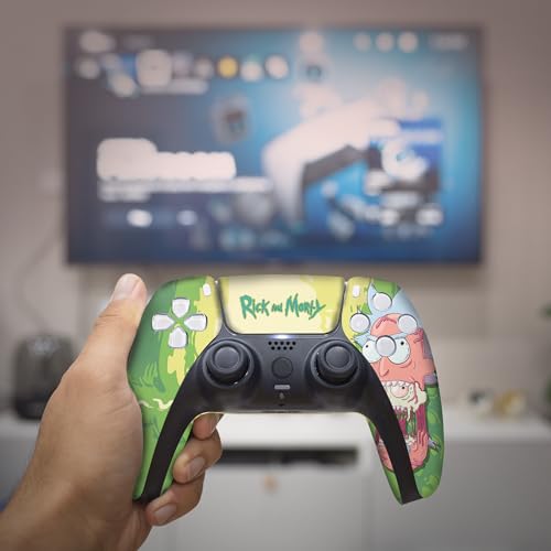 Image of Riccky Mortty Custom PS-5 Controller Wireless compatible with Play-Station 5 Console by BCB Controllers | Proudly Customized in USA with Permanent HYDRO-DIP Printing (NOT JUST A SKIN) (MODDED)