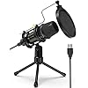 Computer Microfoon, NJSJ USB Condensator Studio Microfoon met Statief Stand & Pop Filter voor Zoom Skype Youtube Streaming Gaming Podcasting, Compatibel met Windows iMac PC