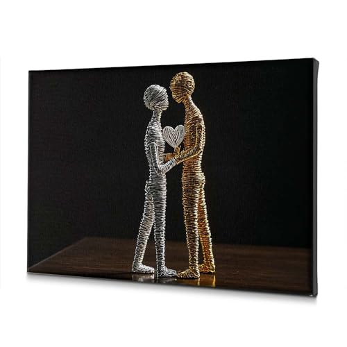 Tableau décoratif sur toile de salon moderne 40x60 avec figurines au cœur