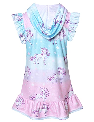 Childrenstar Swim Cover Up For Girls Terry Beach Cover-Up Unicorn Hooded Zip Robe,Size 8 9 #TOP1