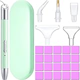 Zonon 27 Pcs Rhinestone Art Accessories, Included Lighted USB Rechargeable LED Painting Pen, 20 Glue Clay, 5 Rhinestone Pen Tips and Storage Case for DIY Painting Craft(Green)