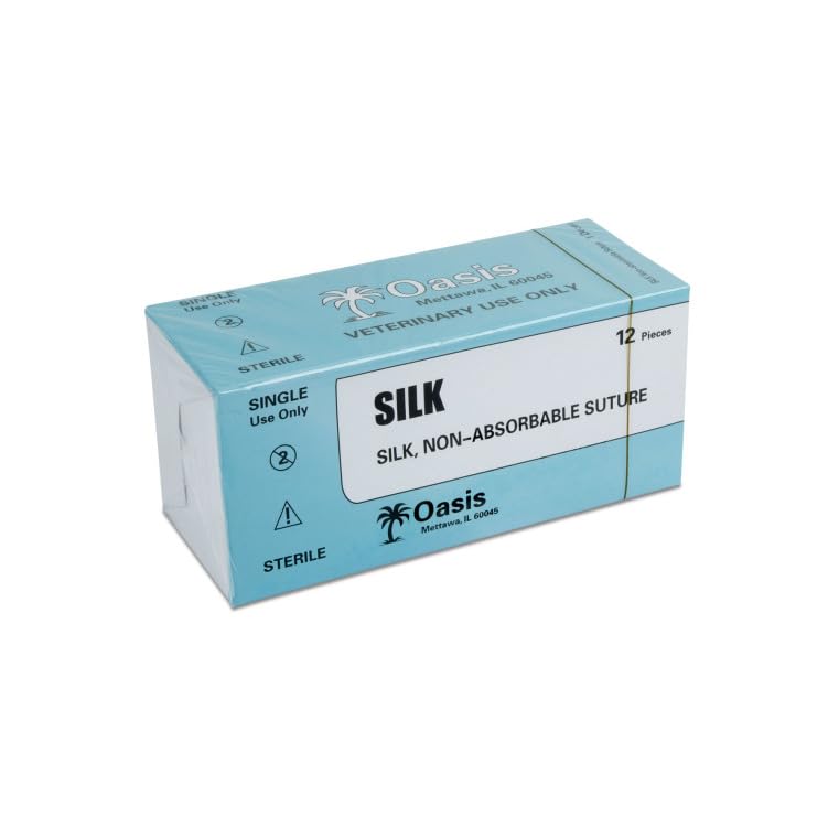 Oasis Vet Silk Surgical Suture, 5-0, (FS-2) 3/8 16mm Reverse Cutting Needle, 75cm, 12/Box, Veterinary Use