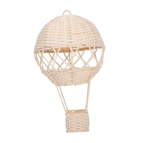 Cabilock Handwoven Rattan Hot Air Balloon Pendant Kids Room Decor Preschool Decoration Wicker Wall Art