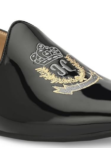 Image of San Frissco Men's Loafers Ethnic Embroidered Casual Slip On Shoes Soft Cushioned Footbed Insole with TPR Sole Stylish Lightweight Comfortable Fit Perfect for Party, Events and Weddings