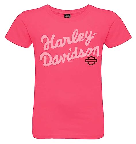 Harley-Davidson Little Girls' Beauty Script Short Sleeve Tee - Hot Pink