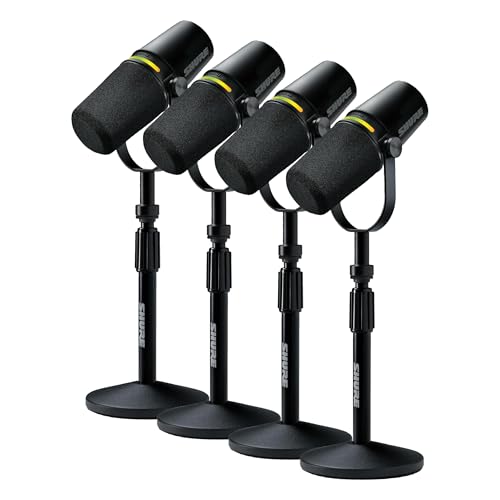 Image of Shure MV7+ Podcast Dynamic Microphone with Stand-OBS Certified,Enhanced Audio,LED Panel,USB-C & XLR Outputs,Auto Level Mode,Digital Pop Filter - for Podcasting,Streaming & Recording,Black (Pack of 4)