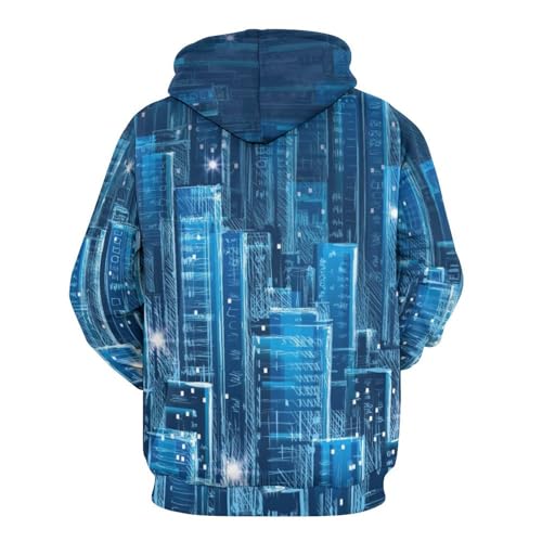 Hoodie unisexe imprimé bâtiment sweat à capuche à manches longues UMENG pull S