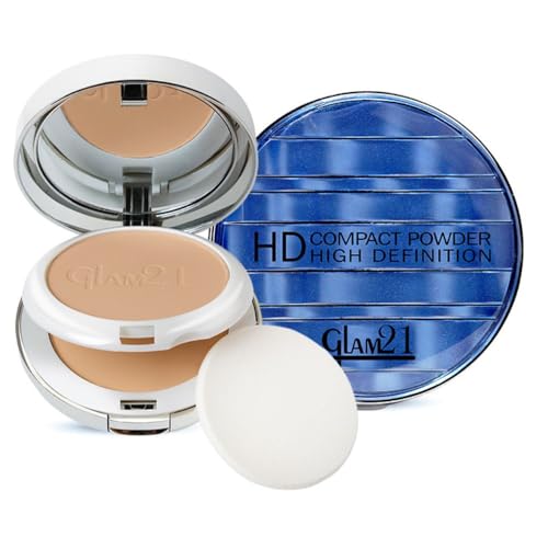 Image of Glam21 inch2 In 1 inch HD Compact Powder | Oil-Free Formula | 12 Hrs Long-Lasting Freshness | Natural Matte Finish | Smooth, Lightweight & Buildable Coverage for Daily Face Makeup, 18gm- Ivory -03