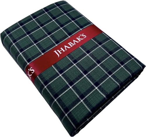 Image of JHABAK'S Cotton Blend Unstitched Checkered Fabric for Men - 2.35m Shirt Piece / 3m Kurta Piece - Width 36 Inches